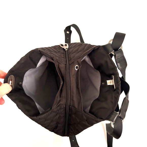 Mosey | Women’s Black Quilted Convertible Adjustable Shoulder Bag Backpack - Picture 7 of 9